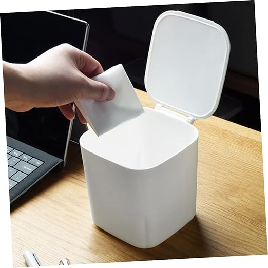 Slim Trash Cans Lids 2pcs Desktop Trash Can Set Small Bin for Kitchen Bathroom