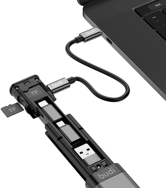 fonefunshop Budi 9-in-1 Essential Travel Charging & Data Sync Cable Stick - Black