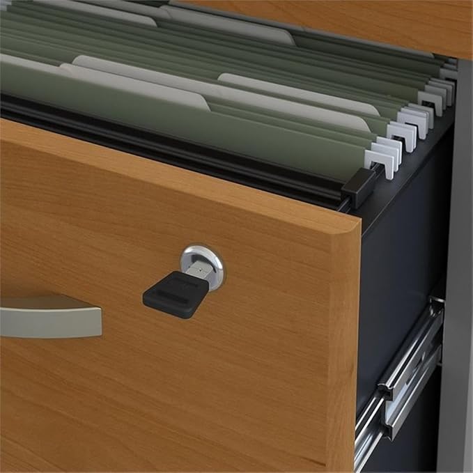 Bush Business Furniture Series C 72W x 36D Bow Front U Shaped Desk with Mobile File Cabinets in Natural Cherry