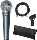 Shure BETA 58A Vocal Microphone - Single Element Supercardioid Dynamic Mic for Stage and Studio, Includes XLR Cable, A25D Adjustable Stand Adapter, 5/8” to 3/8” (Euro) Thread Adapter and Storage Bag