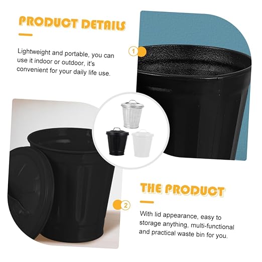 3pcs Desk Flowerpot Waste Bin Mini Trash Can Lid Desktop Slim Trash Can Lid
