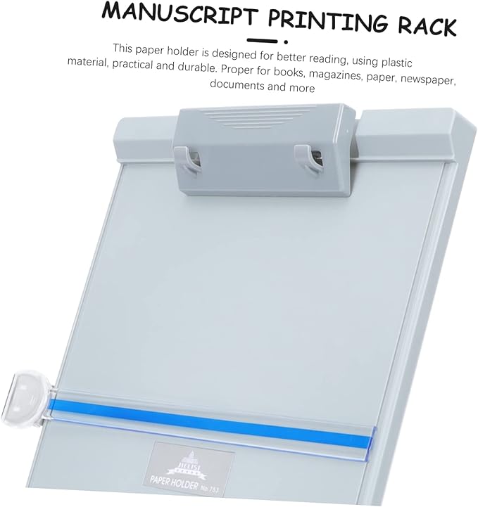VILLCASE Adjustable Document Holder for Desk with Removable Ruler Pencil Storage Lightweight Plastic Copyholder for Typing Reading at Home Office School