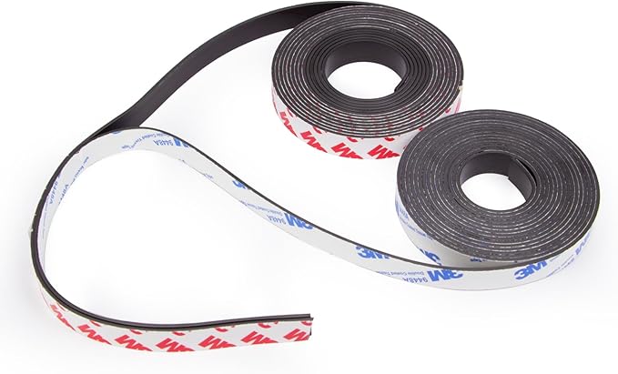 A B Paired Magnetic Tapes (20ft x 0.5inx 2 Rolls), Flexible Magnet Strips with Adhesive Backing for DIY, Crafting, and Organizational Projects.