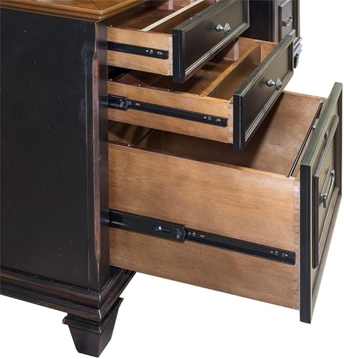 BOWERY HILL Set of 2 Credenza Office Desk Writing Table & Bookcase with Doors