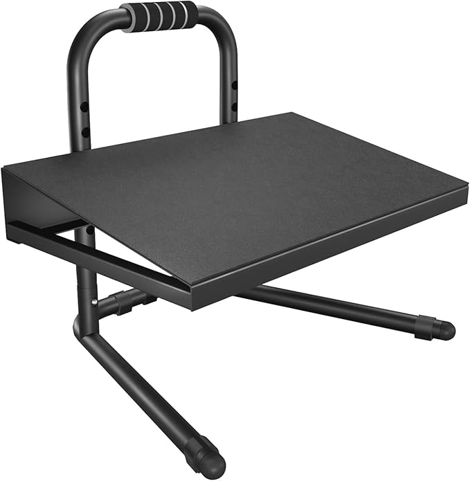 Height Adjustable Standing Foot Rest with Soft Grip Handle,Under Desk Footrest for Standing and Sitting,All-Steel Construction,Black
