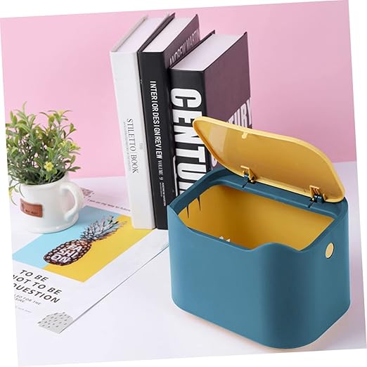 Desktop Garbage Can Lid Plastic Trash Bin for Home Office Dorm Lightweight Tabletop Waste Container for Easy Daily Use and Colors
