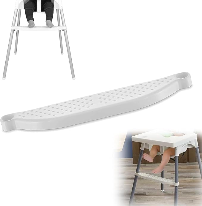 High Chair Footrest, Adjustable Height Baby Highchairs Pedal Portable Plastic Foot Rest for Baby HighChair Accessories, Compatible with IKEA Antilop High Chair Footstool (White)