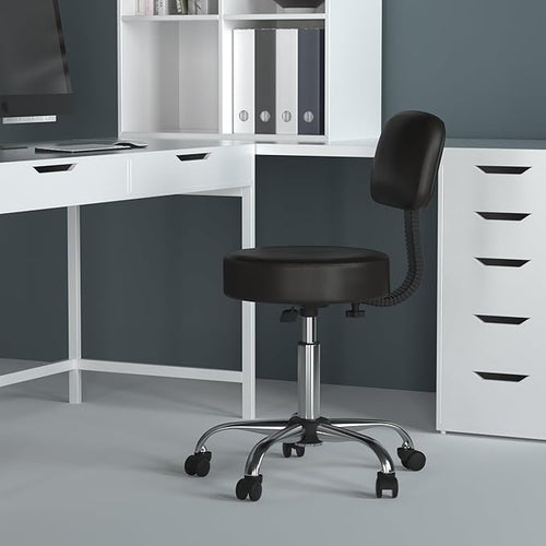 Boss Office Products B245-BK Be Well Medical Spa Stool with Back, Black