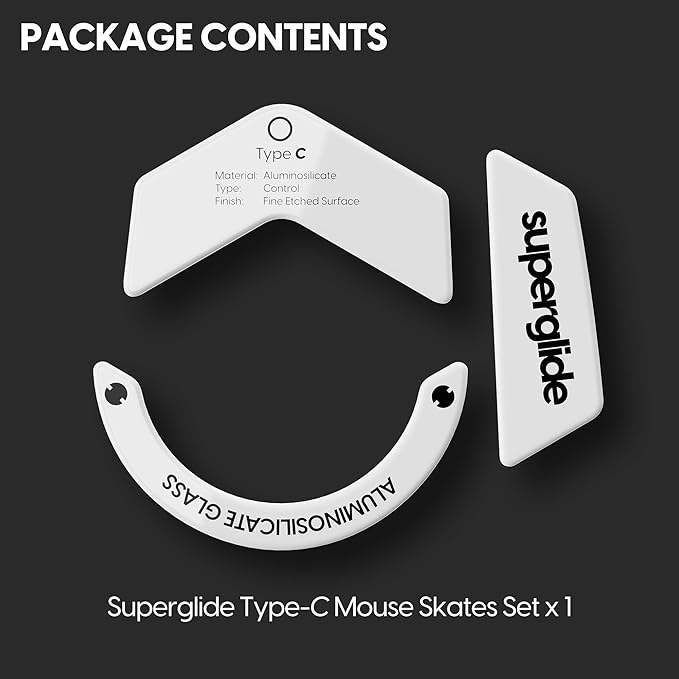 Superglide Glass Mouse Skates - Consistent Controllable Glide, Polished Round Edge, Super Balanced Gaming Mouse Feet with Durable Sole for Logitech G502 X (Type-C, White)