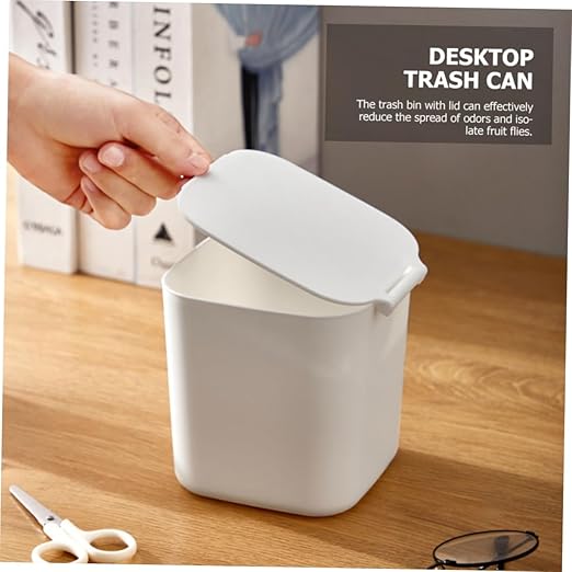 Alipis Slim Garbage Can Kitchen Trash Can for Kitchen Desktop Rubbish Storage Bin Lid