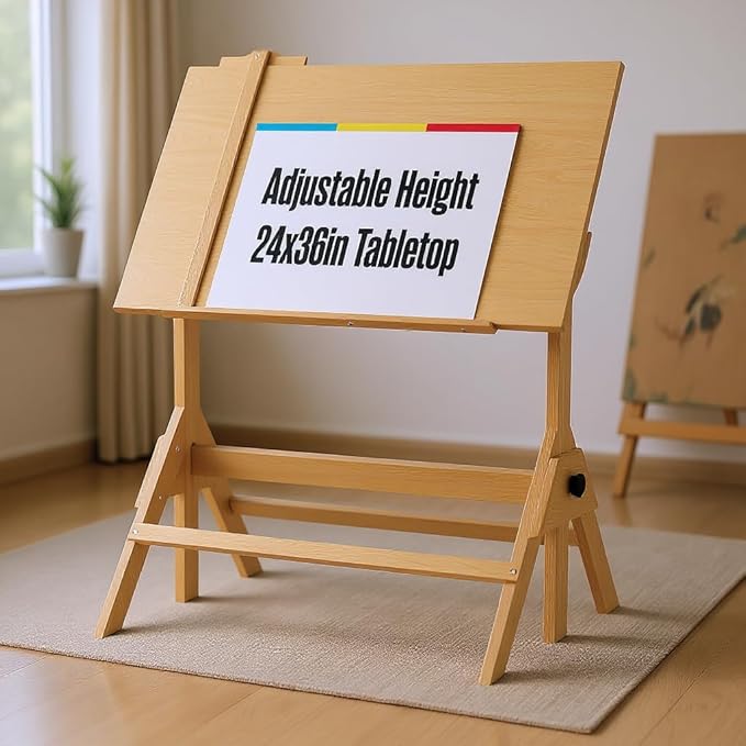 Houseables Portable Drafting Table, Artist Table, Drafting Desk, Artist Desk, Architect, Painting, Blueprint, Blue Print, Plan, Drawing, Art, Architectural, Adults, Dibujo, Wood, Adjustable, 36" x 24"