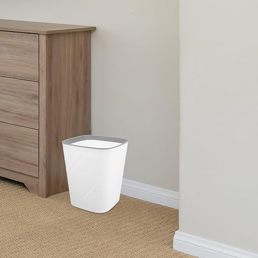 Large Capacity Lidless Trash Can for Home and Office Sleek White Garbage Bin for Bathrooms Kitchens and High-Traffic Areas Waste Container for Everyday Use