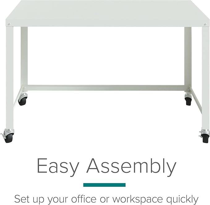Hirsh Industries Space Solutions Home Office Metal Desk and Storage Set - White
