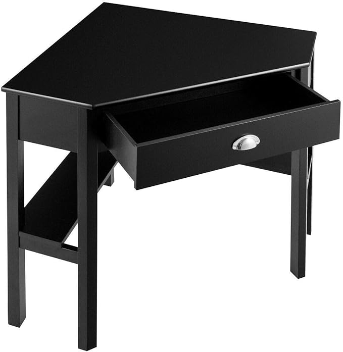 Corner Wood Desk Laptop Writing Table Computer Workstation Home Office Furniture Black