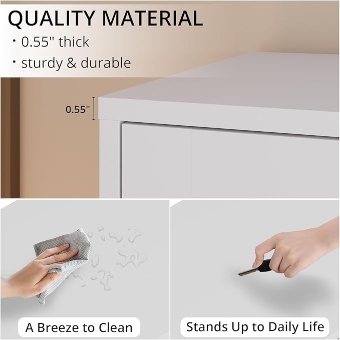 TUSY 85.5 Inch Tall Bookshelf with Doors - 7 Tier Bookcase with Glass Doors and Drawer, 23.6" Wide Storage Cabinet with Open Shelves for Living Room, White Book Shelf for Home Office, Study (C)