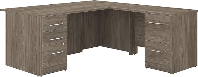 Bush Business Furniture Office 500 72W L Shaped Executive Desk with Drawers in Modern Hickory, Large Computer Table for Home Office or Professional Workspace