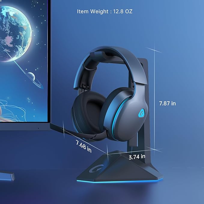 Gtheos 2.4GHz Wireless Gaming Headset for PS5, PS4 Fortnite & Call of Duty/FPS Gamers, PC, Nintendo Switch, 7.1 Surround Sound, Bluetooth 5.3 Gaming Headphones with ENC Mic, 40+Hr Battery - Space Gray