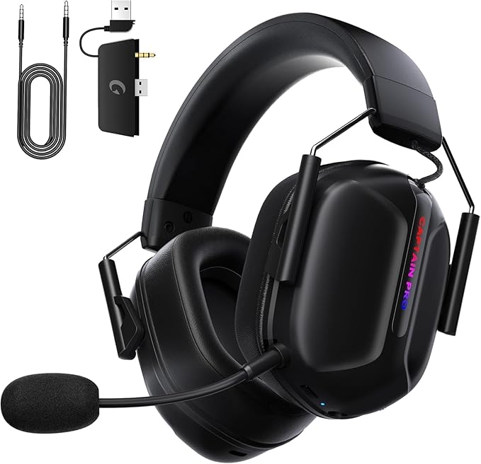 RYR Wireless Gaming Headset for Xbox Series X|S, Xbox One, PC, PS4/5, Mac, Switch, Mobile, 3D Surround Sound, Bluetooth 5.3, 60H Battery, Gaming Headphones with Detachable Noise Canceling Mic-Black