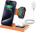 3 in 1 Charging Station for iPhone 17 - Wireless Charger for Apple Products for iPhone 17 16 15 14 13 12 11 Pro Max - Foldable Wireless Charging Station Dock Stand for iWatch Series & AirPods(Orange)