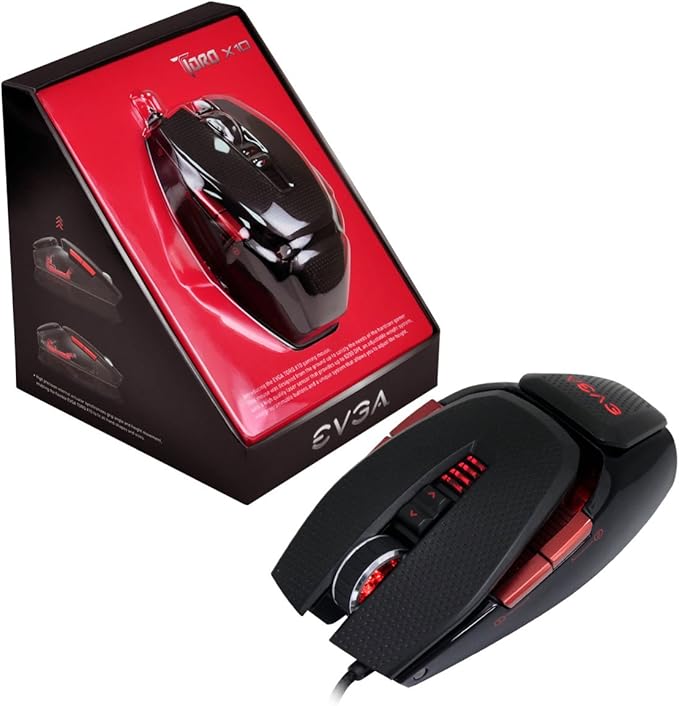 EVGA TORQ X10 901-X1-1103-KR Wired Laser Gaming Mouse Customizable/8200 DPI/5 Profiles/9 Buttons/Ambidextrous (Renewed)