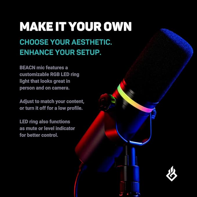 BEACN Dark Dynamic USB Mic for PC - Professional Microphone for Podcast, Gaming, Streaming - Studio-Quality Desk Mic for YouTube, Twitch, and Recording, Microphone for PC, Gaming & Streaming