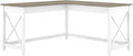 Bush Furniture Key West Modern Farmhouse L-Shaped Desk L Desk for Home Office in Pure White and Shiplap Gray 60W Corner Desk