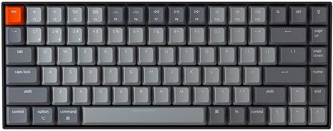 Keychron K2 75% Layout RGB Bluetooth Wireless Mechanical Keyboard with Keychron Super Brown Switch/Anti Ghosting/N-Key Rollover, Compact 84 Keys USB Wired Gaming Keyboard for Mac Windows-Version 2