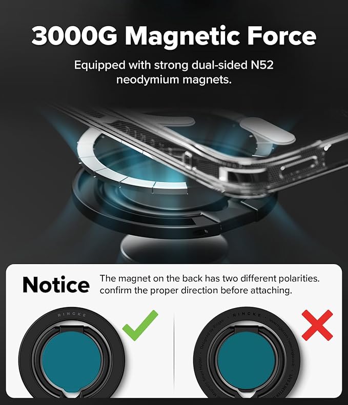 Ringke Dual Magnetic Smart Holder [Compatible with MagSafe] Phone Grip, Dual-Sided Powerful Magnet, Multi-Angle Hinge 3-Tier Foldable Kickstand for Gym, iPhone, Galaxy, Pixel - Black