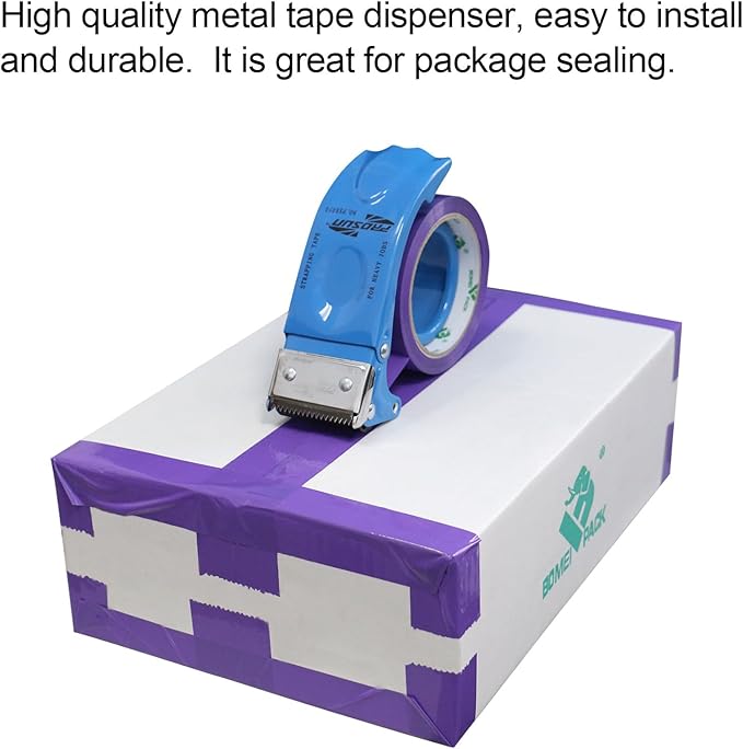BOMEI PACK Metal Packing Tape Dispenser, 2inch Heavy Duty Handheld Heavy Tape Dispenser, 4Pcs, Blue