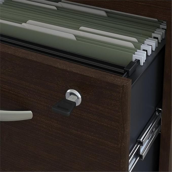 Bush Business Furniture Series C 72W L Shaped Desk with Hutch and Mobile File Cabinet in Mocha Cherry
