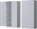 INTERGREAT Metal Lockable Storage Cabinet, 72” H Storage Cabinet with 2 Doors and 4 Adjustable Shelves for Office, Home, Garage, Pantry (Assembly Required, 18”D, Cement Gray)