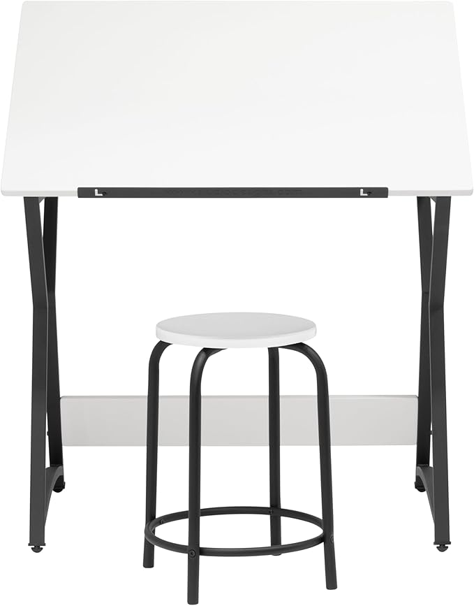 SD Studio Designs Hourglass Craft Table Angle Adjustable Drafting Table, Table+Stool