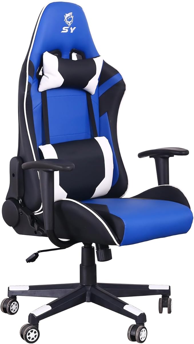 Gaming Chair,Video Game Chair with Massage Lumbar Support, Ergonomic Computer Chair Height Adjustable with Swivel Seat and Headrest