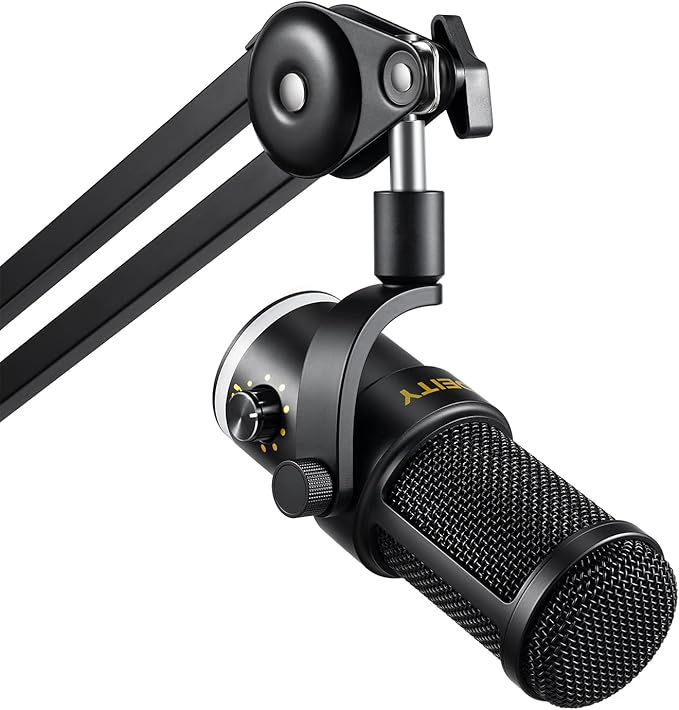 Deity Microphones VO-7U Dynamic Supercardioid USB Streamer Microphone with Boom Arm, Black