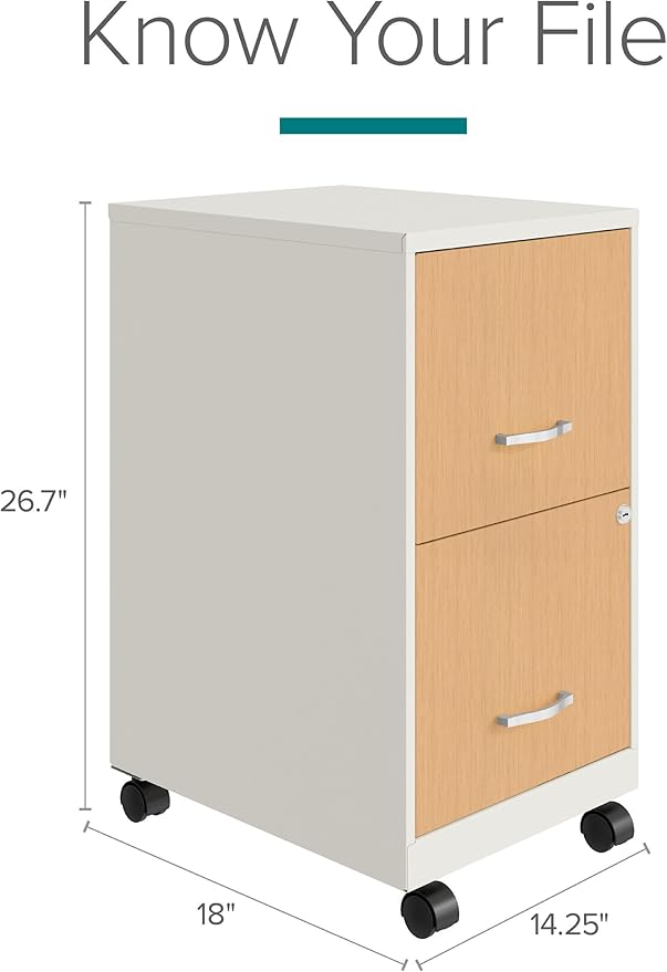 Hirsh Industries Space Solutions Home Office Metal Desk and Storage Set - White/Maple