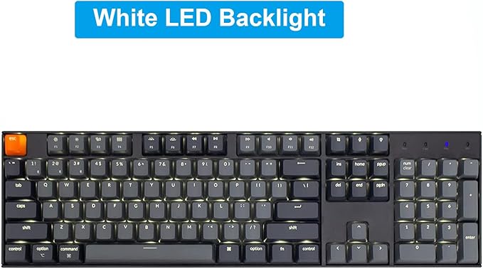 Keychron K10 Wireless Mechanical Gaming Keyboard, 104 Keys Full Size Gateron G Pro Brown Switch, White LED Backlight Rechargeable USB-C Wired Bluetooth Professional Office Keyboard for Mac/Windows