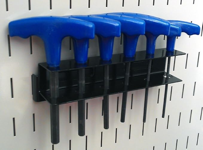 Wall Control Screwdriver Holder Bracket Slotted Metal Pegboard Accessory Slotted Tool Board - Black