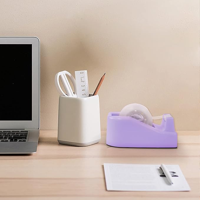 2Pcs Desktop Tape Dispenser Adhesive Roll Holder with Weighted Nonskid Base, Purple (Tape not Included)