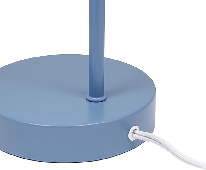 Simple Designs LD1080-BLU 16" Sleek Essentials Modern Industrial Metal Desk Lamp with Clear Glass Shade, for Office, Desk, Nightstand, Dorm, Blue