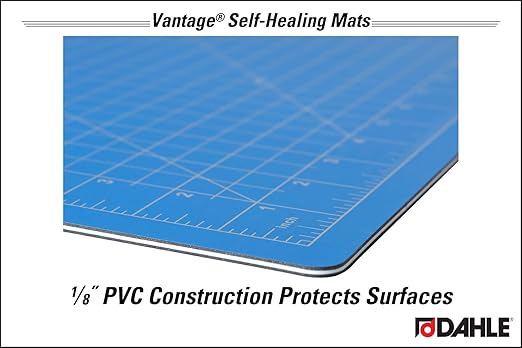 Dahle Vantage 10691 Premium Self-Healing Cutting Mat, 12"x18", 1/2" Grid, 5 Layers for Max Healing, Perfect for Crafts & Sewing, Blue