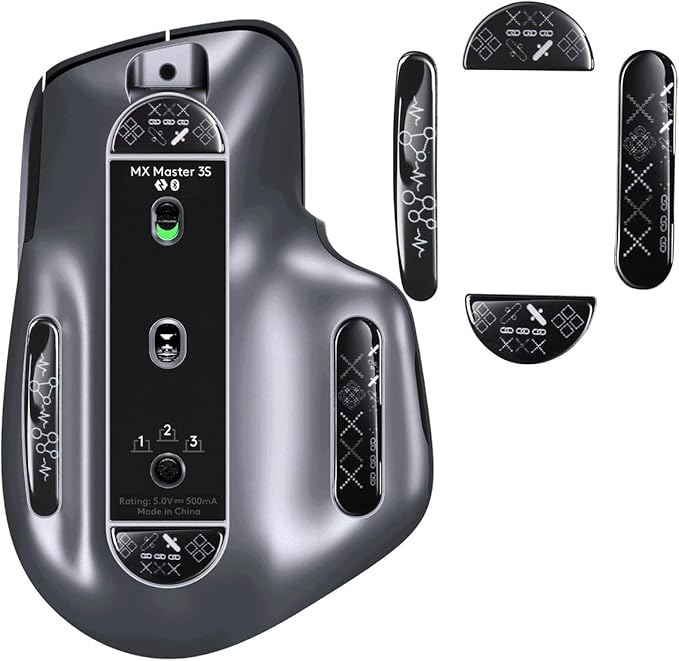 Durable Slimmer Toughened Glass Mouse Skates for Logitech MX Master 3/3s Wireless Gaming Mouse Ultra Smooth Glass Surface Mouse feet (Chain Pattern)