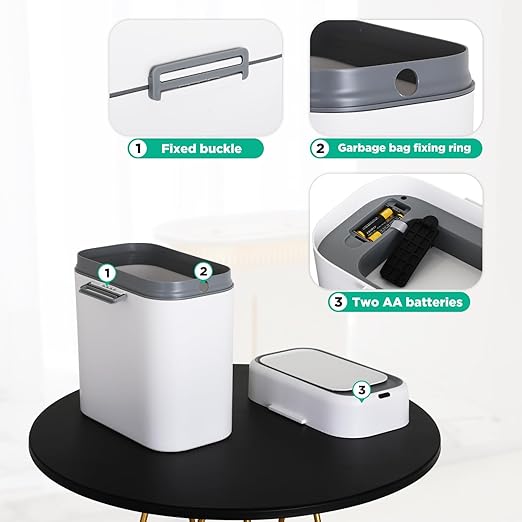 Bigacc Bathroom Trash Can with Lid, Small Touchless Garbage bin, Automatic Motion Sensor Waste bin, Waterproof 2.2 Gallon Slim Trash Can for Home,(2 Set)