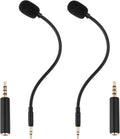 Smays 3.5mm Microphone Replacement for PC, Gaming Headset Turtle Beach, Laptop, Computer, PDP Afterglow AG6, GoPro Insta360 One RS Camera - External Mic Plug-in Gooseneck, 2-Pack