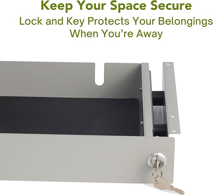 PERFECT POSTURE Under Desk Storage Drawer With Lock – Slim Pen & Pencil Drawer for Regular & Sit-Stand Standing Desks, Gray (33” x 7.5”)