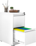 2 Drawer File Cabinet with Lock, Vertical Filing Cabinets for Home Office, Metal Storage Cabinets, Heavy Duty File Cabinet for Letter/Legal/A4/F4 Size Amsseble Required, White