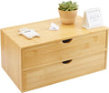 Charmewooden Bamboo Desk Organizer With Drawers Countertop Drawers Counter Storage Box Corner Desk Organizer for Home Office No Assembly Required (2 Drawers)
