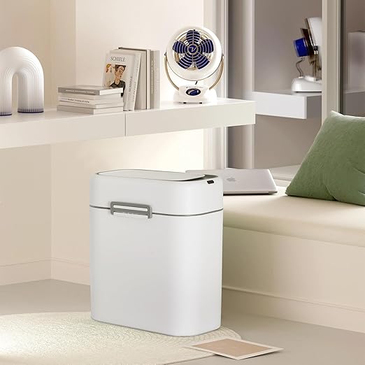 Bigacc Bathroom Trash Can with Lid, Small Touchless Garbage bin, Automatic Motion Sensor Waste bin, Waterproof 2.2 Gallon Slim Trash Can for Home,(2 Set)