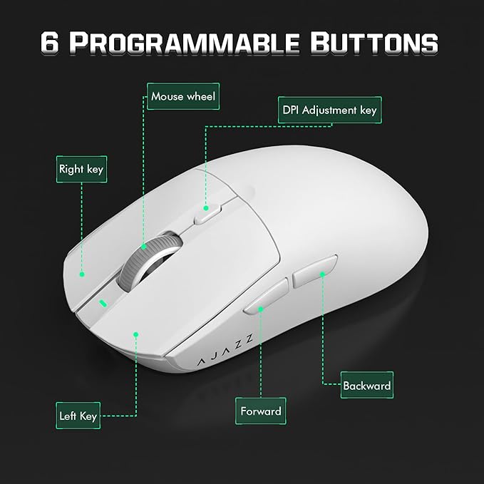 ATTACK SHARK AJ139 G Pro Gaming Mouse 4K Polling Lightweight PAW 3395 Sensor Receiver up to 26,000DPI 6 Programmable Button USB-C Charging Ergonomic Symmetric for PS4 Xbox PC Mac Gamer