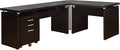 Coaster Home Furnishings - Skylar - Wood - L-Shaped Desk Set with Keyboard Tray, Mobile Filing Cabinet with Casters, Three Drawers - Transitional Style - Home Office - Cappuccino - 800891-S4