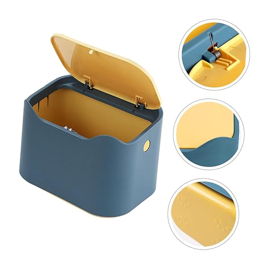 Desktop Garbage Can Lid Plastic Trash Bin for Home Office Dorm Lightweight Tabletop Waste Container for Easy Daily Use and Colors